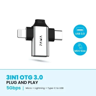 Pawa 3In1 Otg Adapter - Silver